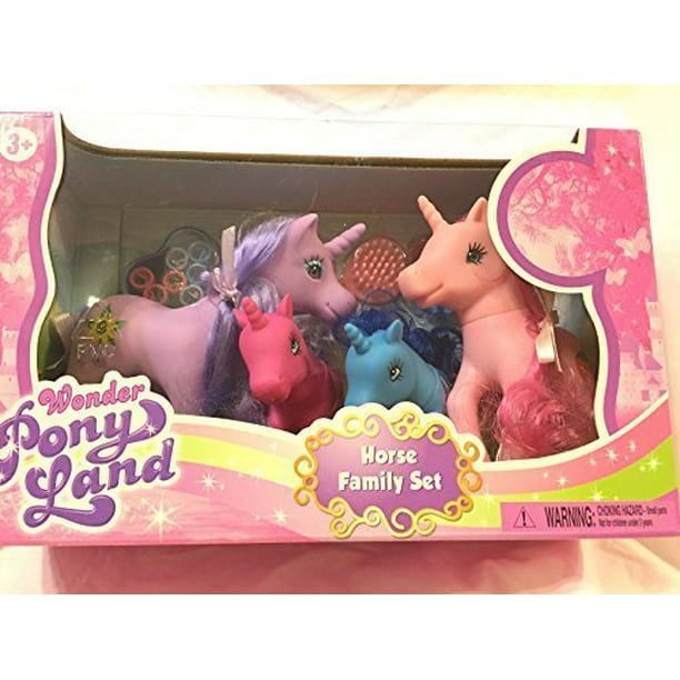 Wonder Pony Land Pretty Family Pony Mum Dad and 5 Children With Carry Case for sale online